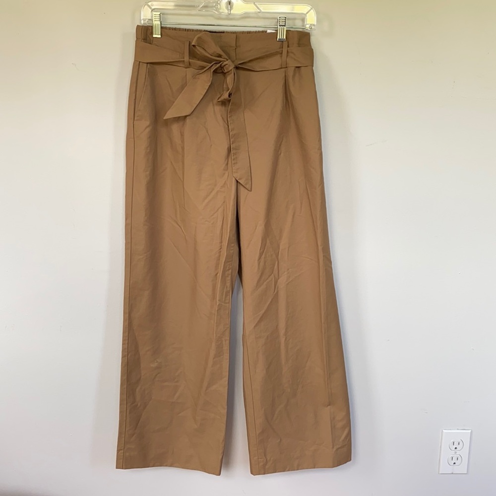 Express Khaki Ankle High Rise Paperbag Pants with Tie